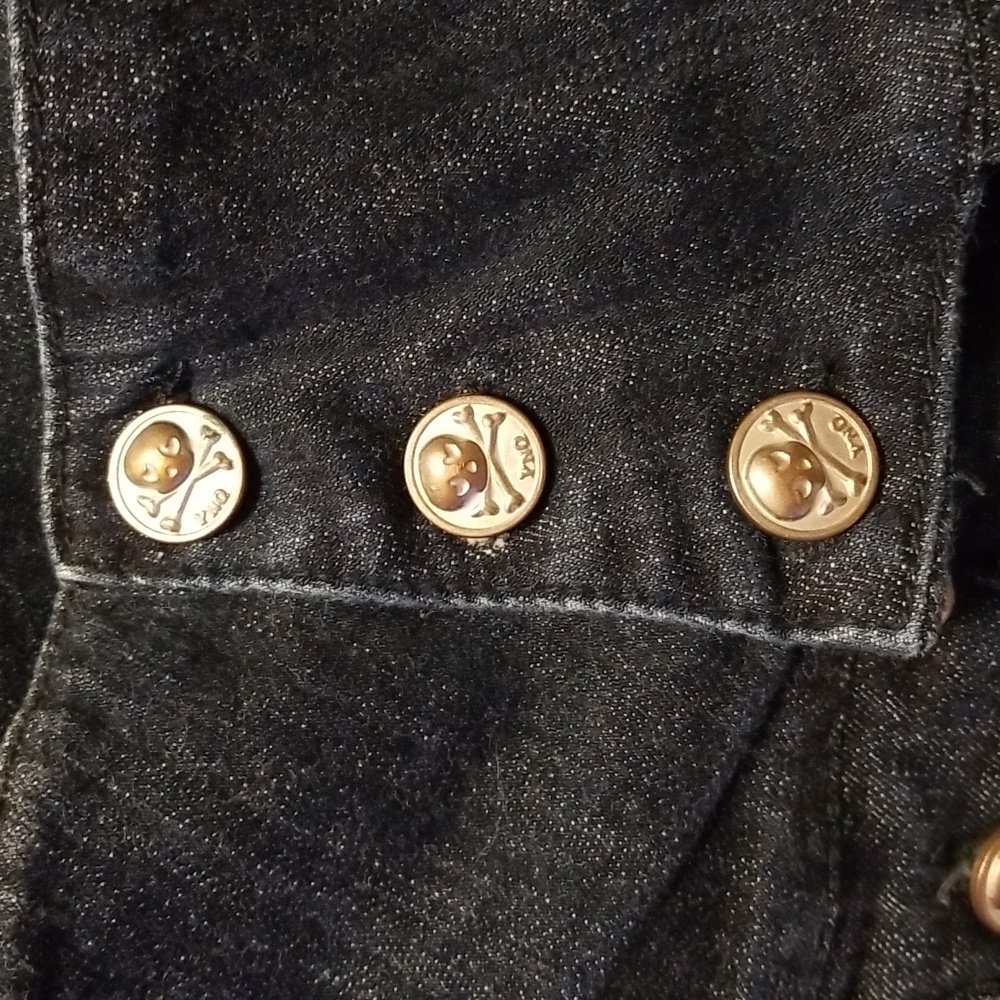 Navy High Rise Buttoned Jeans - Picture 3 of 9